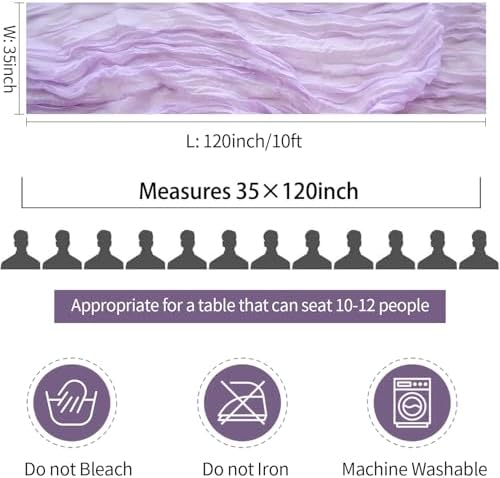 10 Pack Lavender Cheesecloth Table Runner 35x120 Inch Semi Sheer Boho Gauze Cheese Cloth Fabric Purple Table Runners for Wedding Bridal Shower Holiday Sheer Home Decor - Image 6