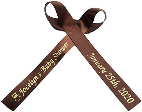 25 Personalized Ribbons Assesmbled Bows Custom Bridal Shower Favor Party Favors Custom Wedding Ribbon Bridesmaid Memorial Ribbons Funeral Baby Invitations Mis XV años Quinceanera (Brown) - Image 4