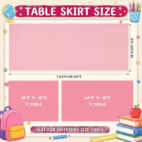 Tudomro Teacher Desk Skirt Table, Tassel, 6ft, Pink - Image 3