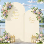 Beige Arch Backdrop Cover Set of 2-7.2 and 6ft Beige Arch Covers Stretchy Backdrop Spandex Wedding Balloon Arch Stand Covers for Baby Shower Birthday Party Bridal Shower Banquet Photo Background by Suppromo