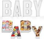 BABY Charcuterie Board Letters Fillable, BABY Cardboard Letters for Charcuterie, White BABY Letters for Baby Shower Gender Reveal Birthday Decoration, BABY Letter Tray for Food Chocolate Cupcake Candy by KAINSY