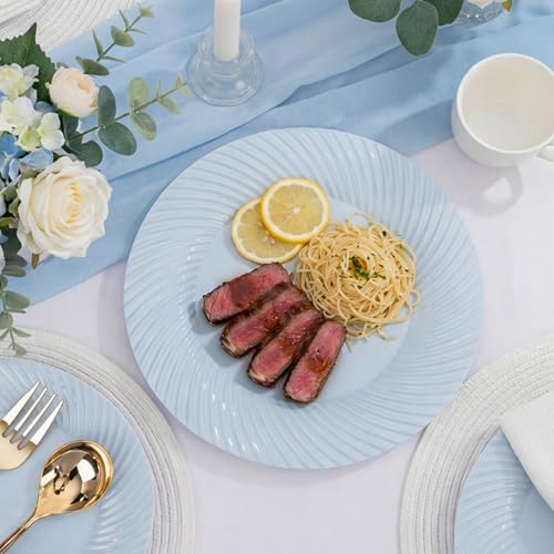 IOOOOO 100Pcs 10" Blue Plastic Dinner Plates, Heavy Duty Disposable Plates - Image 3