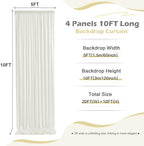 20ft x 10ft Wrinkle Free Ivory Backdrop Curtain for Parties, 4 Panels 5x10ft Silky Polyester Ivory Wedding Backdrop Drapes Photo Back Drop Cloth for Birthday Baby Shower Photography Background - Image 6