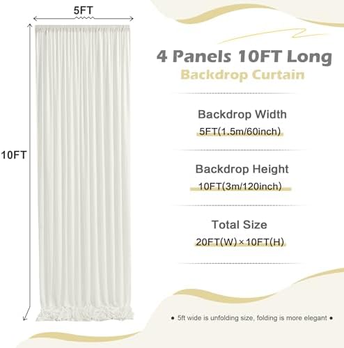 20ft x 10ft Wrinkle Free Ivory Backdrop Curtain for Parties, 4 Panels 5x10ft Silky Polyester Ivory Wedding Backdrop Drapes Photo Back Drop Cloth for Birthday Baby Shower Photography Background - Image 6