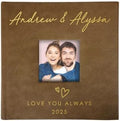Personalized Photo Album For Couples, Holds 200 4" x 6" Photos, Engraved Hand Drawn Hearts Leatherette Picture Album, Gifts For Her, Wedding Gift, Brown by GiftsForYouNow