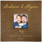 Personalized Photo Album For Couples, Holds 200 4" x 6" Photos, Engraved Hand Drawn Hearts Leatherette Picture Album, Gifts For Her, Wedding Gift, Brown by GiftsForYouNow