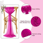 MDS Pack of 200 Chiffon Chair Sashes for Wedding & Event Décor - Magenta - Image 3