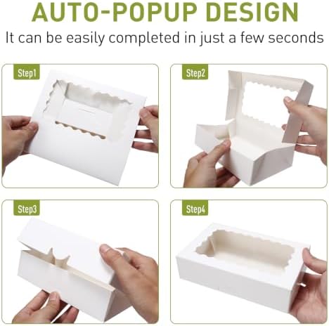 8x5x2 Auto-Popup Cookie Boxes with Window, White, 60 Pack - Image 6