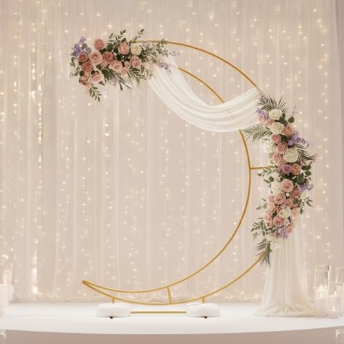 Half Crescent Moon Wedding Arch Backdrop Stand 6.9FT Party Ceremony Arch - Image 3