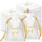 Roowest 5 x 7 Inch 100 Pcs Thank You Satin Gift Bags, White by Roowest