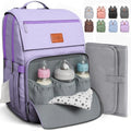 Baby Shower Gifts for Mom - Diaper Bag Backpack - 16 Organizer Pockets Baby Diaper Bag w/ Insulated Bottle Holders & Wipes Pocket, Large Capacity Baby Bag Backpack - Waterproof & Easy to Clean, Purple by Pillani