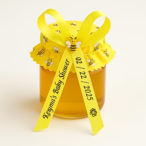 25 Personalized Ribbons Assesmbled Bows Custom Bridal Shower Favor Party Favors Wedding Bridesmaid Memorial Ribbons Funeral Baby Invitations Mis XV años Quinceanera (Yellow Ribbon) - Image 3