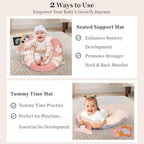 4 in 1 Tummy Time Mat with Educational Cards, Play Mat & Sitting Support for Newborn 0-12 Months, Infant Baby Sit Me Up Floor Seat, Sensory Skills Gifts, Rainbow - Image 2