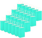 DjinnGlory 100 Pack Small Size Teal Blue Paper Gift Bags with Handles Bulk 9x5.5x3.15 Inch for Holiday Birthday Wedding Baby Shower Party Favors, Business Merchandise Shopping Bags - Image 2
