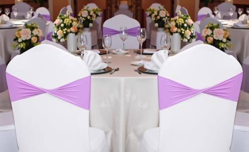 MDS Pack of 75 Spandex Chair Sashes Without Slider Buckles – Light Purple - Image 6