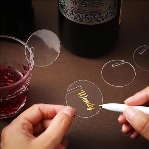 300PCS Acrylic Round Cup Charms for Cocktail Beverage Label DIY Party Decor - Image 3