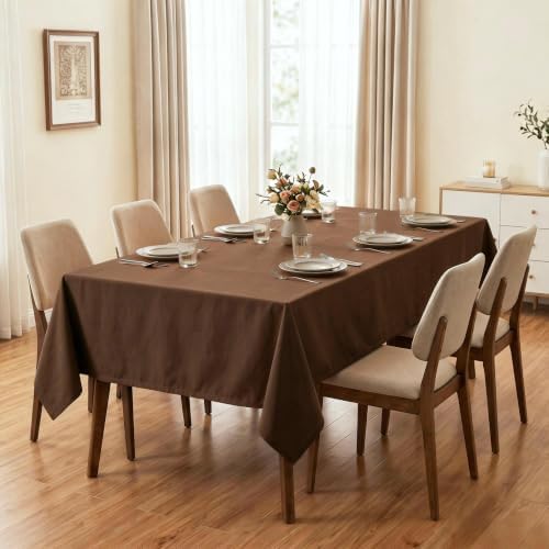 Thick Brown Tablecloth, Water & Wrinkle Resistant, 54x120 Inch - Image 7
