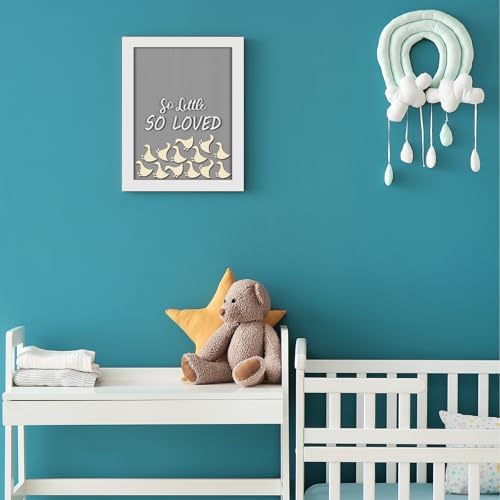 Chunful So Little So Loved Wooden Goose Token Frame, 1 Goose Baby Shower Frame Guestbook, Gender-Neutral Pregnancy Keepsake with 65 Signature Tokens and Pen, Gray and White - Image 5