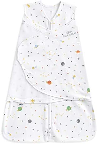 HALO 100% Cotton Sleepsack Swaddle, 3-Way Adjustable Wearable Blanket, TOG 1.5, Space, Newborn, 0-3 Months by HALO