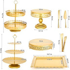 11 Pcs Gold Dessert Table Display Set, Metal Cake Stand Platters - Image 5