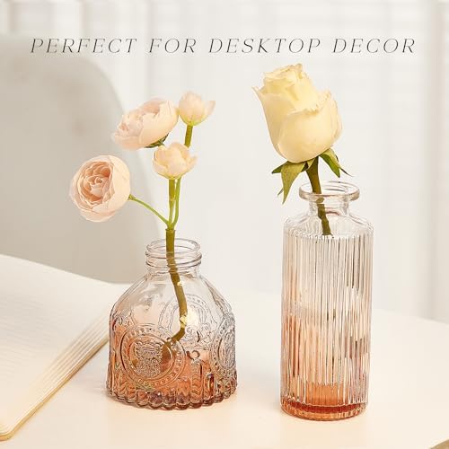 Glass Bud Vase Set of 24, Small Flower Vases, Glass Vases for Centerpieces, Vintage Home Table Decorations Bud Vases (24 Pcs, Amber) - Image 5