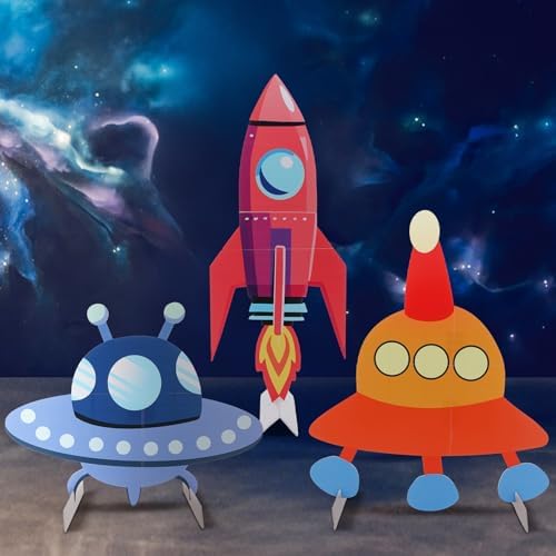Leinuosen 3 Pcs Large Woodland Animal Cutouts Baby Shower Party, Spacecraft by Leinuosen