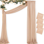 Sheer Gauze Wedding Arch Draping Fabric 29" x 20 FT 4 Panels Nude by MLMC