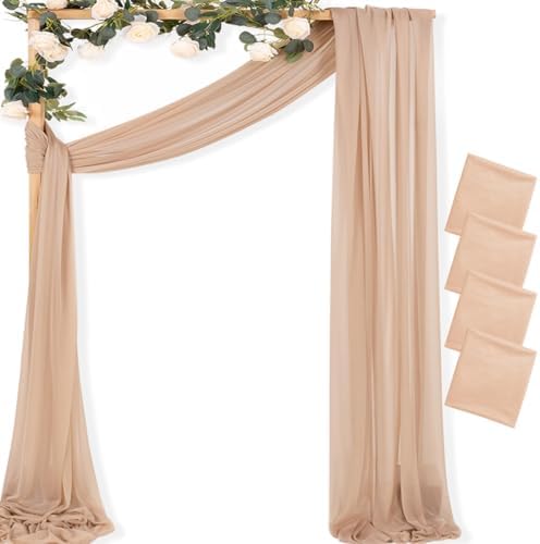 Sheer Gauze Wedding Arch Draping Fabric 29" x 20 FT 4 Panels Nude by MLMC