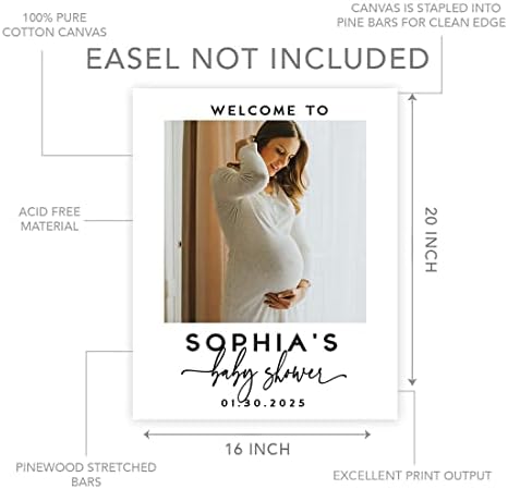 Andaz Press 16"x20" Personalized Canvas Baby Shower Welcome Sign, Custom Photo, Modern Gender Neutral Large Welcome Baby Shower Sign for Easel Stand, Baby Shower Decorations - Image 5