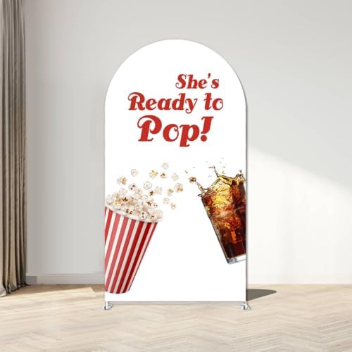NIVIUS PHOTO She's Ready to Pop Baby Shower Arch Backdrop Cover, Party Decorations, Chiara Arch Cover for Gender Reveal, Birthday Party Photo Booth (7.2FT,G-05631) - Image 2