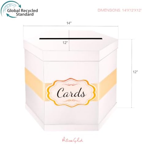 ROSEGLD White Card Box, Card Receiving Box with Ribbon 14x12x12 Inches - Image 6