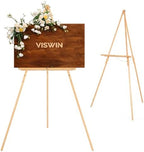 VISWIN 63" Easel Stand for Wedding Signs, Adjustable Wooden Display Easel with Holder, Tripod Floor Easel for Welcome Board, Poster, Picture, Photos, Paintings - Natural by VISWIN