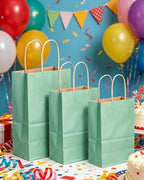 qiqee 100PCS Gift Bag with Handles Bulk Kraft Light Blue Paper Bags Assorted Sizes(33pcs Large 13",33pcs Medium 11",34pcs Small 8") - Image 5