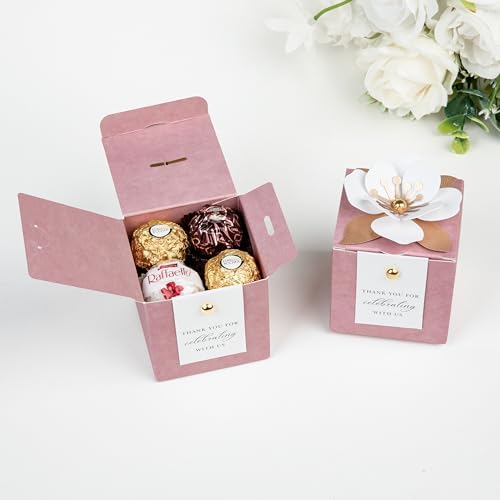 FEIYI 20 PCS Favor Boxes, Dusty Rose Candy Boxes 2.55x2.55x2.55 - Image 3