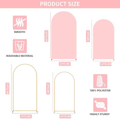 2 Pack Arch Backdrop Stand and Cover Set (7.2FT/6FT), Balloon Arch Stand - Image 4