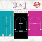 Decojoy Balloon Arch Stand, 7.5ft Large Round Backdrop Frame, Adjustable Half Circle Arch, 2 set Reusable Metal Ballon Column Kit with Base 3IN1 for Birthday, Wedding, Graduation, Shower Party - Image 5