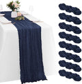 8 Pack Navy Blue Cheesecloth Table Runners 20x120 Inch Gauze Table Runner Cheese Cloth 10FT Blue Table Runner Rustic Sheer Runner for Wedding Baby Shower Birthday Party Table Decor by Yorcari