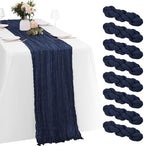 8 Pack Navy Blue Cheesecloth Table Runners 20x120 Inch Gauze Table Runner Cheese Cloth 10FT Blue Table Runner Rustic Sheer Runner for Wedding Baby Shower Birthday Party Table Decor by Yorcari