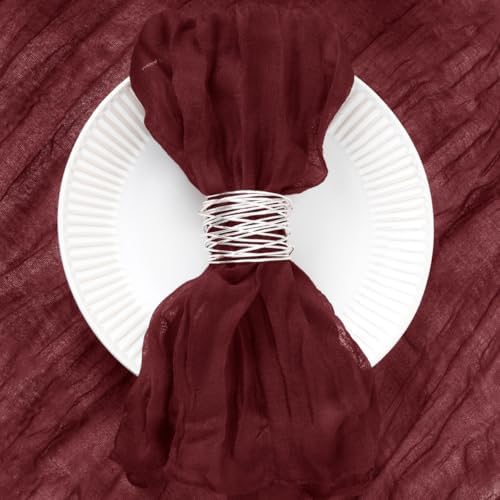 DeZerlor Burgundy Washable Cheesecloth Napkins Set of 50 for Wedding Party - Image 2