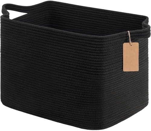 Goodpick 50L Large Woven Rope Storage Basket with Handles, Black by Goodpick
