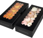qiqee 50 Packs Black Cookie Box with Window 12x5.5x2.5 Inch Two Uses Pastry Biscuit Bakery Box For Packaging - Image 3