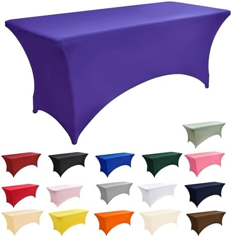 6-Pack 6ft Spandex Table Covers for Rectangle Standard Folding Tables - Wrinkle Resistant Stretch Tablecloths - Ultimate Fitted Table Protector for Parties, Trade Shows, Wedding - Image 3