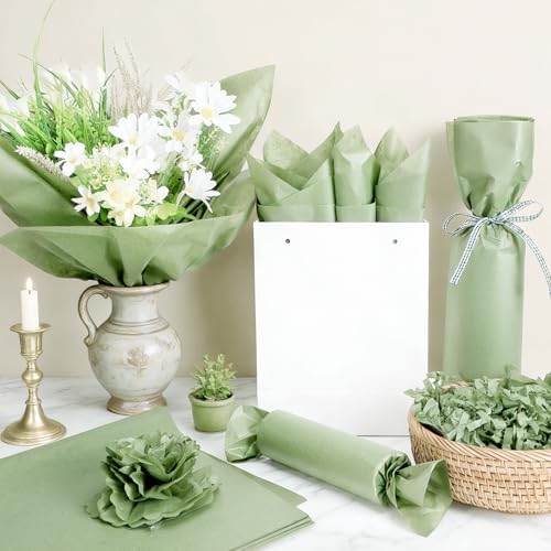 500 Sheets Sage Green Tissue Paper Bulk, 14'' x 20'' Solid Color Wrapping Tissue Paper for Home Party Bridal Shower Baby Shower Gift Wrapping Supplies (Sage Green) - Image 6
