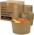 Karat Double Poly Lined Paper Soup Containers - Leak-Proof Food Storage for Hot or Cold Meals - Ideal for Ice Cream, Soup, Salad - Case of 600 (24oz) by Karat