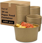 Karat Double Poly Lined Paper Soup Containers - Leak-Proof Food Storage for Hot or Cold Meals - Ideal for Ice Cream, Soup, Salad - Case of 600 (24oz) by Karat