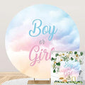 6.5x6.5ft Gender Reveal Round Backdrop Boy or Girl Blue Pink Clouds Photography Background Circle Backdrop Cover Newborn Baby Shower Reveal Gender Party Decoration Photo Booth Props by OERJU