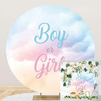 6.5x6.5ft Gender Reveal Round Backdrop Boy or Girl Blue Pink Clouds Photography Background Circle Backdrop Cover Newborn Baby Shower Reveal Gender Party Decoration Photo Booth Props by OERJU