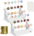 2Pcs Wood Cake Pop Stand, White Lollipop Holder 3 Tier with Twist Ties Lollipop Sticks, 17 Holes Sucker Display Riser for Dessert Table of Wedding Birthday Party by KHayRovies