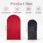 SaitiMade Set of 2 Red and Black Sequin Arch Backdrop Cover (7.2 & 6 FT) - Image 2