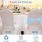 VitalCozy 100 Pcs Spandex Chair Sashes with Crown Buckle,Sky Blue - Image 4